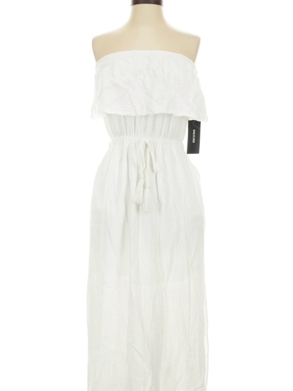 Gilli White Strapless Maxi Dress with Tassel Tie